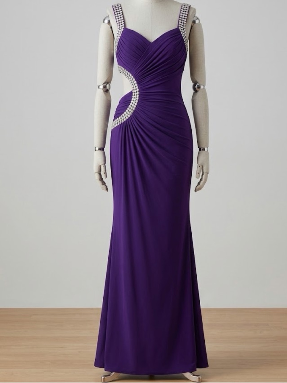 Elegant PROM Purple Dress with Embellished Straps